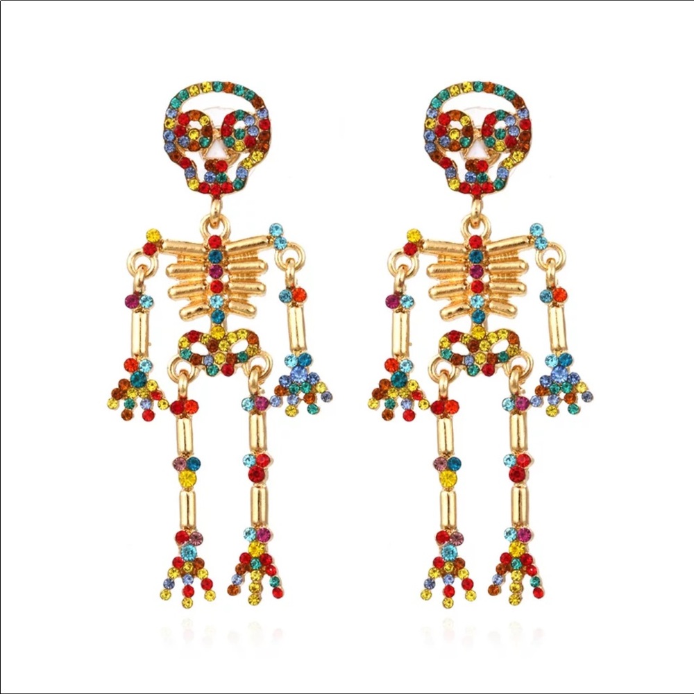 🎉 Host Pick 🎉 Scary Multicolor Skeleton Dangle Earrings